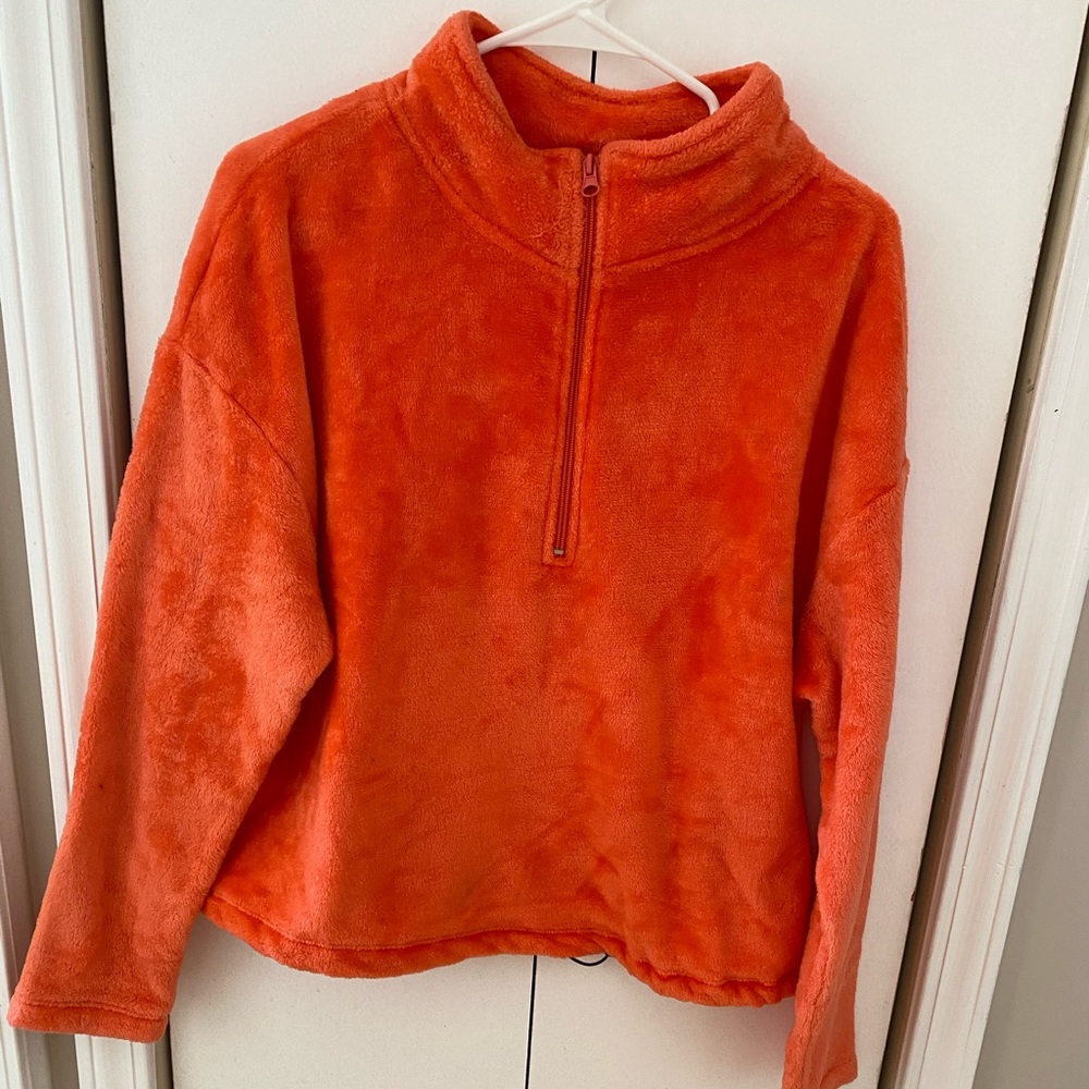 Fuzzy Coral Quarter Zip Sweatshirt